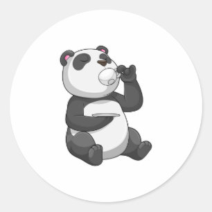 Panda with Tea Cup Classic Round Sticker