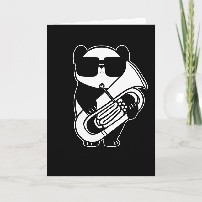 Panda With Tuba Music Tubaist Orchestra Tubist Card (Front)