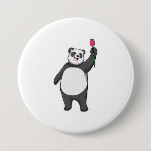 Panda with Tulip 7.5 Cm Round Badge