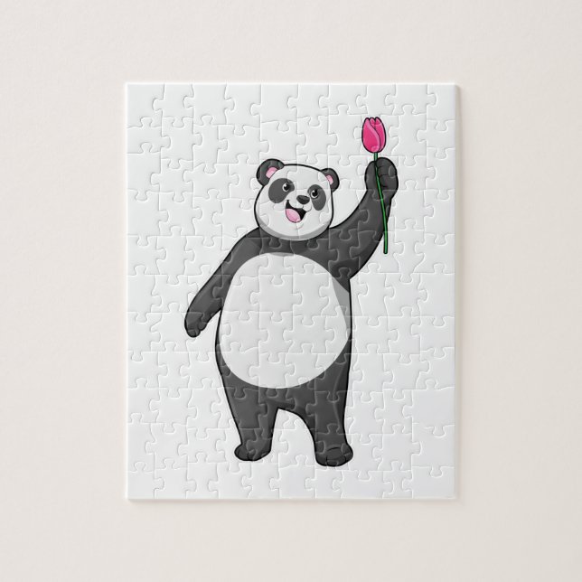Panda with Tulip Jigsaw Puzzle (Vertical)