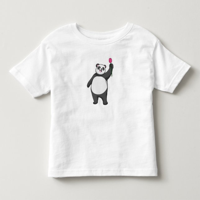 Panda with Tulip Toddler T-Shirt (Front)