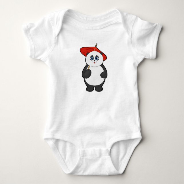 Panda with Umbrella Baby Bodysuit (Front)