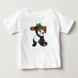 Panda with Wood at Strength training Baby T-Shirt