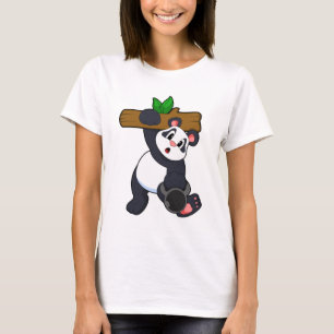 Panda with Wood at Strength training T-Shirt