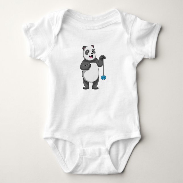 Panda with Yo-yo Baby Bodysuit (Front)