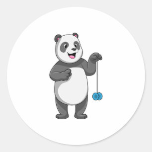 Panda with Yo-yo Classic Round Sticker