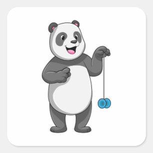 Panda with Yo-yo Square Sticker