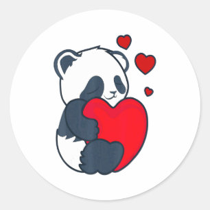 Panda Women Valentines Day Girlfriend Heart  Classic Round Sticker