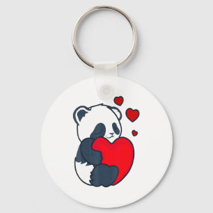 Panda Women Valentines Day Girlfriend Heart  Key Ring