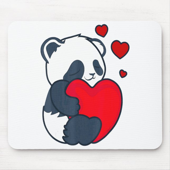Panda Women Valentines Day Girlfriend Heart  Mouse Mat (Front)