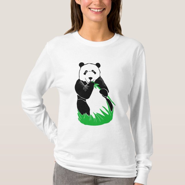 Panda Women's Hanes Nano Long Sleeve T-Shirt (Front)
