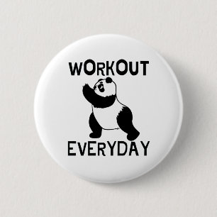 Panda Workout Gym 6 Cm Round Badge
