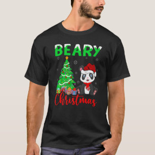 Panda Xmas Lights Tree Panda Beary Christmas T-Shirt
