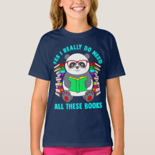 Panda Yes I Really Do Need All These Books T-Shirt