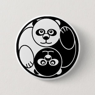 Panda Yin Yang 6 Cm Round Badge