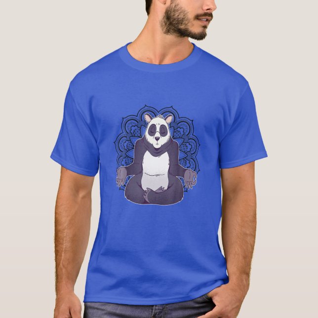 Panda Yoga Mandala Funny Spiritual Meditation Chak T-Shirt (Front)