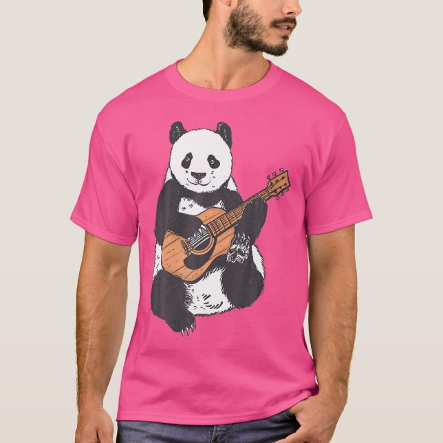 Pandabear Guitarist Playing Classical Acoustic Gui T-Shirt (Front)