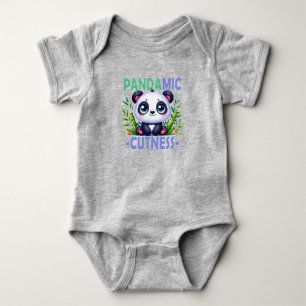 Pandamic Cuteness pun. Cute baby Panda cartoon Bodysuit