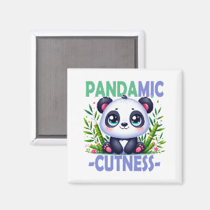 Pandamic Cuteness pun. Cute baby Panda cartoon Magnet