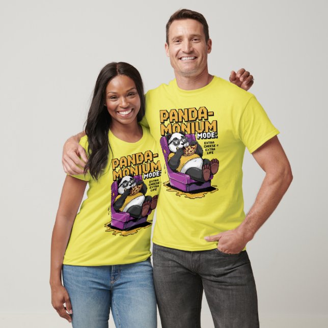 Pandamonium Mode – Lazy Panda Gamer Pixel Art T-Shirt (Unisex)