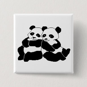 Pandas 15 Cm Square Badge