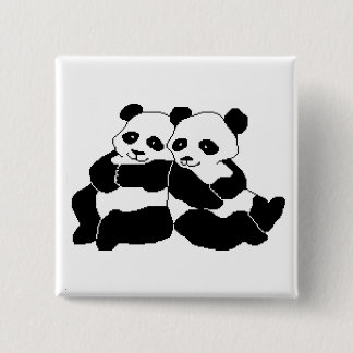 Pandas 15 Cm Square Badge