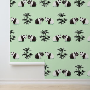 Pandas and Bamboo Design Wallpaper
