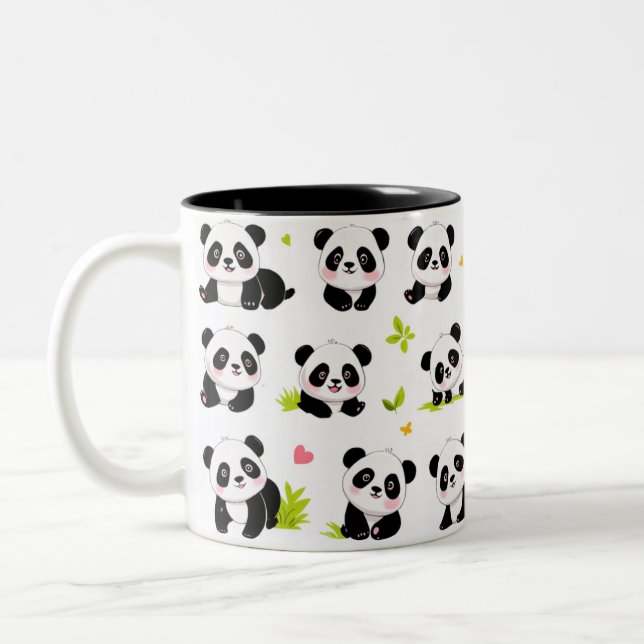 Pandas Design On Two-Tone Coffee Mug (Left)