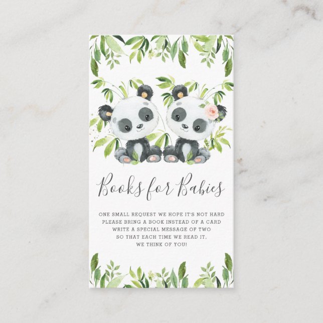 Pandas Greenery Twins Boy Girl Books for Babies Enclosure Card (Front)