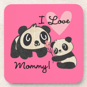 Pandas I Love Mummy Coaster