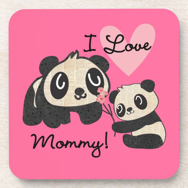 Pandas I Love Mummy Coaster (Front)