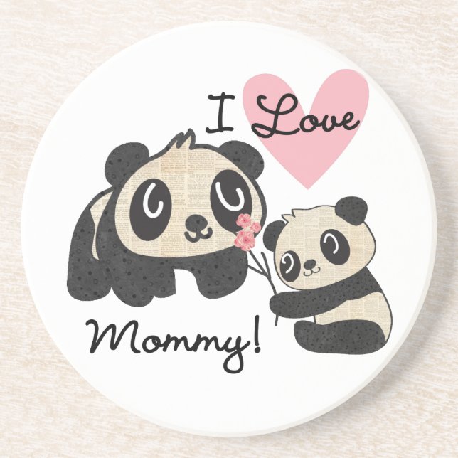 Pandas I Love Mummy Coaster (Front)