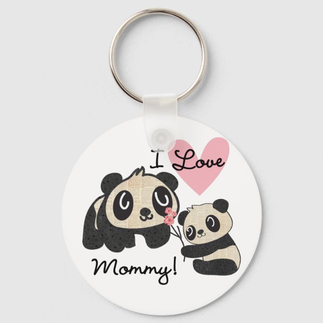 Pandas I Love Mummy Key Ring (Front)