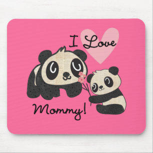 Pandas I Love Mummy Mouse Mat