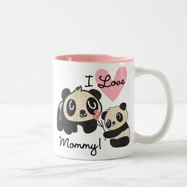 Pandas I Love Mummy Two-Tone Coffee Mug (Right)