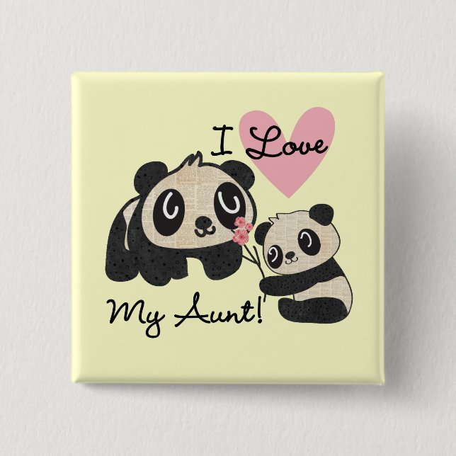Pandas I Love My Aunt 15 Cm Square Badge (Front)