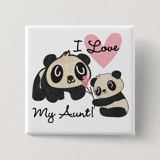 Pandas I Love My Aunt 15 Cm Square Badge (Front)