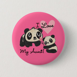 Pandas I Love My Aunt 6 Cm Round Badge