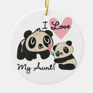 Pandas I Love My Aunt Ceramic Tree Decoration