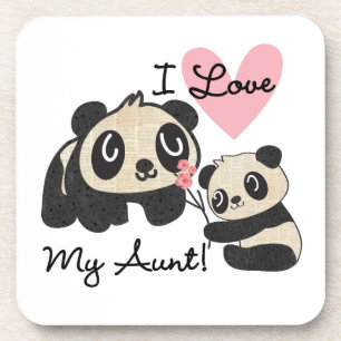 Pandas I Love My Aunt Coaster