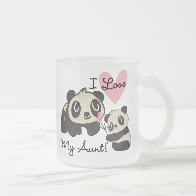 Pandas I Love My Aunt Frosted Glass Coffee Mug (Right)