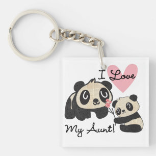 Pandas I Love My Aunt Key Ring