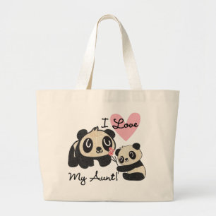 Pandas I Love My Aunt Large Tote Bag