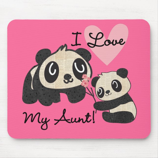 Pandas I Love My Aunt Mouse Mat (Front)