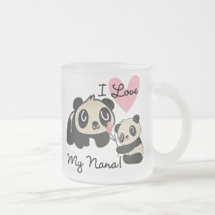 Pandas I Love My Nana Frosted Glass Coffee Mug