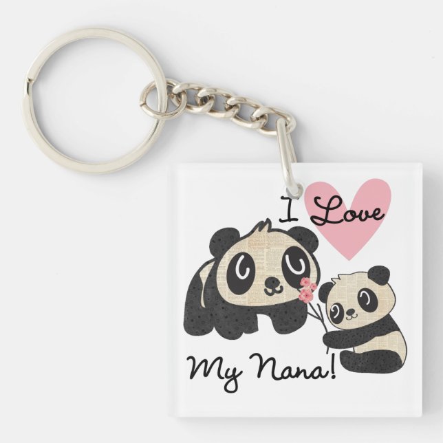 Pandas I Love My Nana Key Ring (Front)