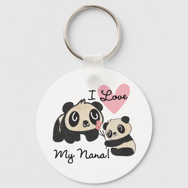 Pandas I Love My Nana Key Ring (Front)