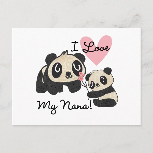 Pandas I Love My Nana Postcard (Front)