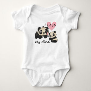 Pandas I Love My Nina Baby Bodysuit