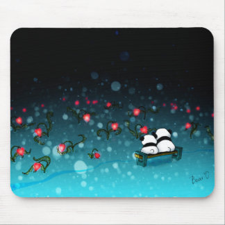 Pandas in snow mouse mat